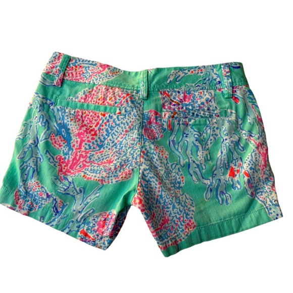 Lilly Pulitzer Callahan 5” Shorts Fansea Blue Pink Mint Coral Print Size 2 - Picture 8 of 9